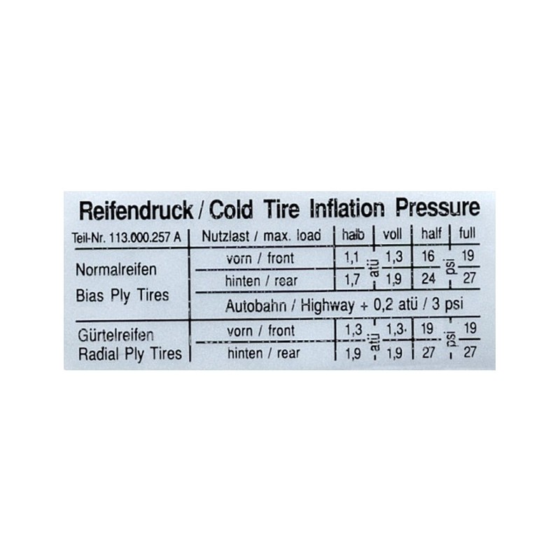 autocollant de pression de pneu