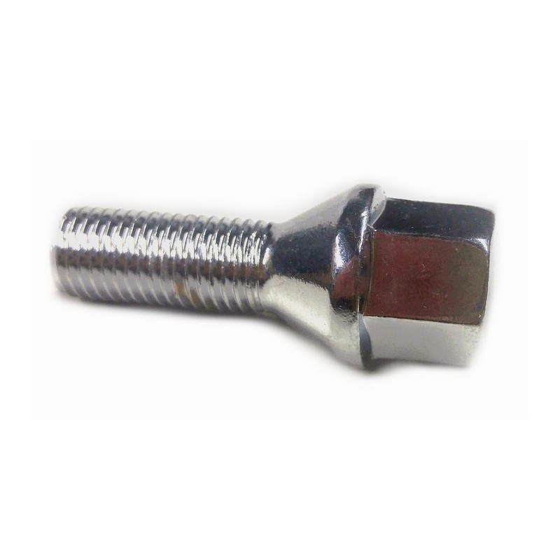 vis de roue chromé à appui conique (12x1,5) longueur 27mm tête 17mm