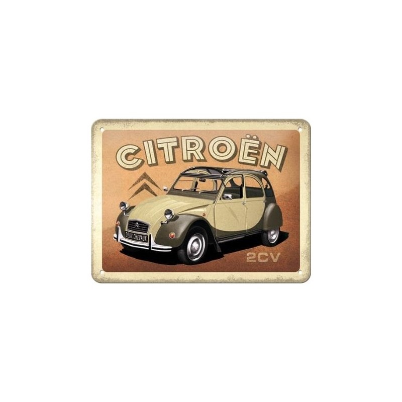 tôle peinte emboutie 15x20cm Citroen - 2CV