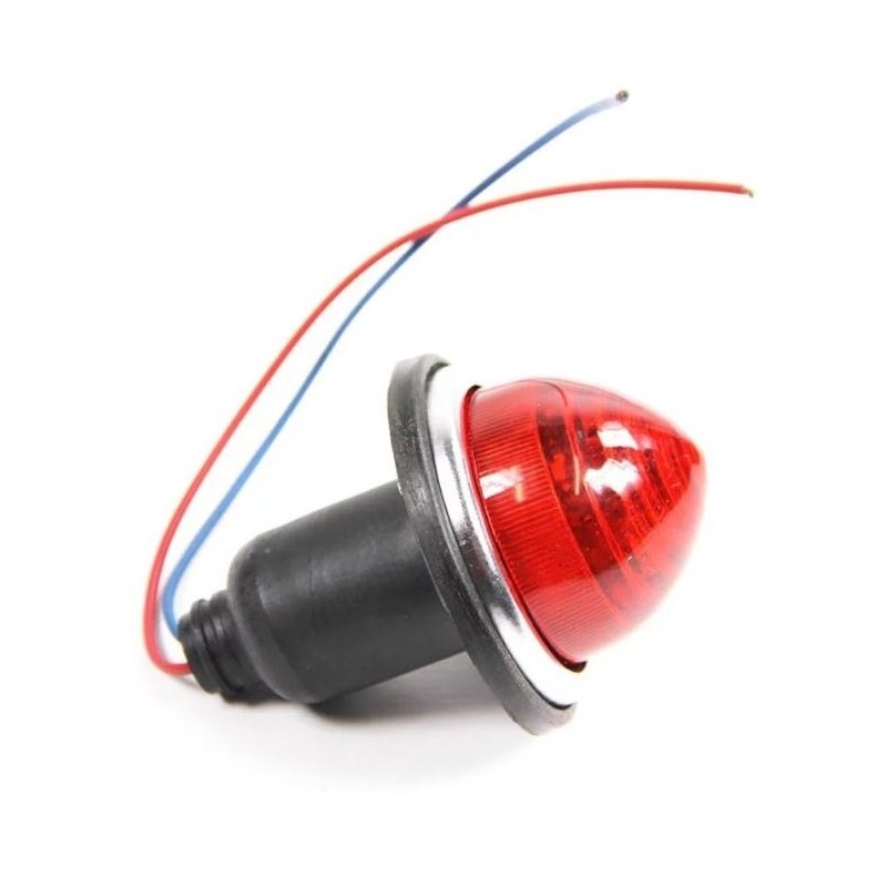 feu arrière rond glace rouge prévu pour ampoule double filament