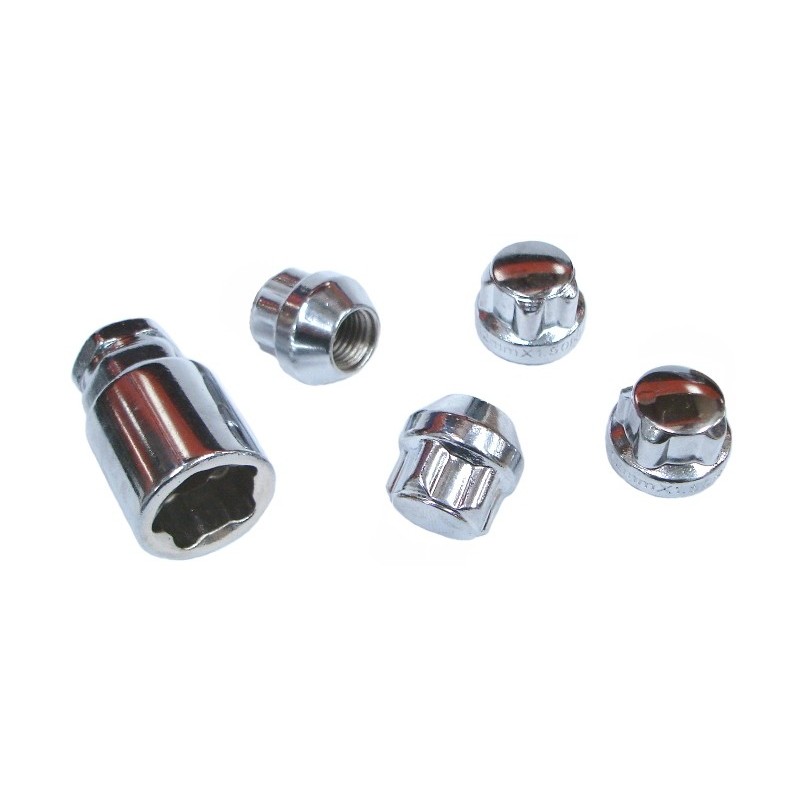 set de 4 écrous antivol à appuis conique (14x1,5)