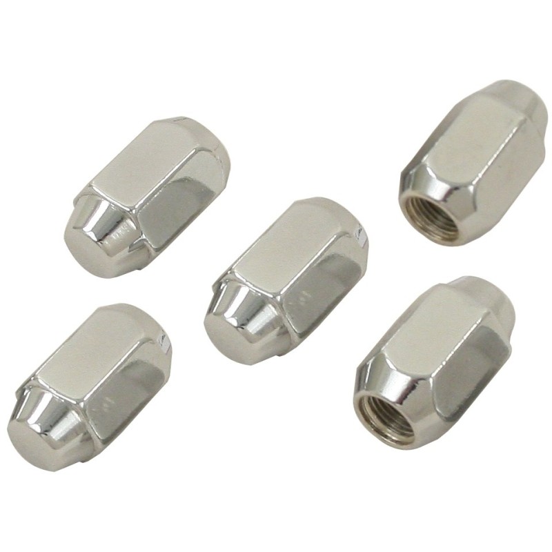 set de 5 écrous de roues chromés à appuis conique M12x1,5
