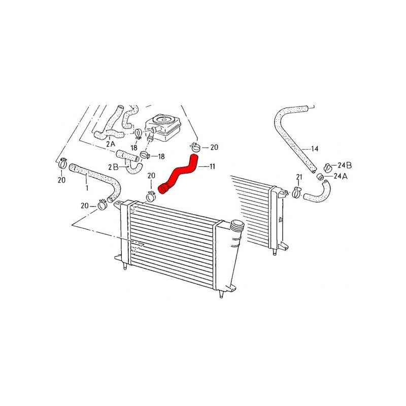 Durite d'eau supérieure entre radiateur et culasse pour Golf 1 1800cc Caddy et Cabriolet