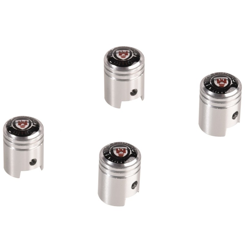 set de 4 capuchons de valves de roues aluminium look pistons WOLFSBURG EDITION