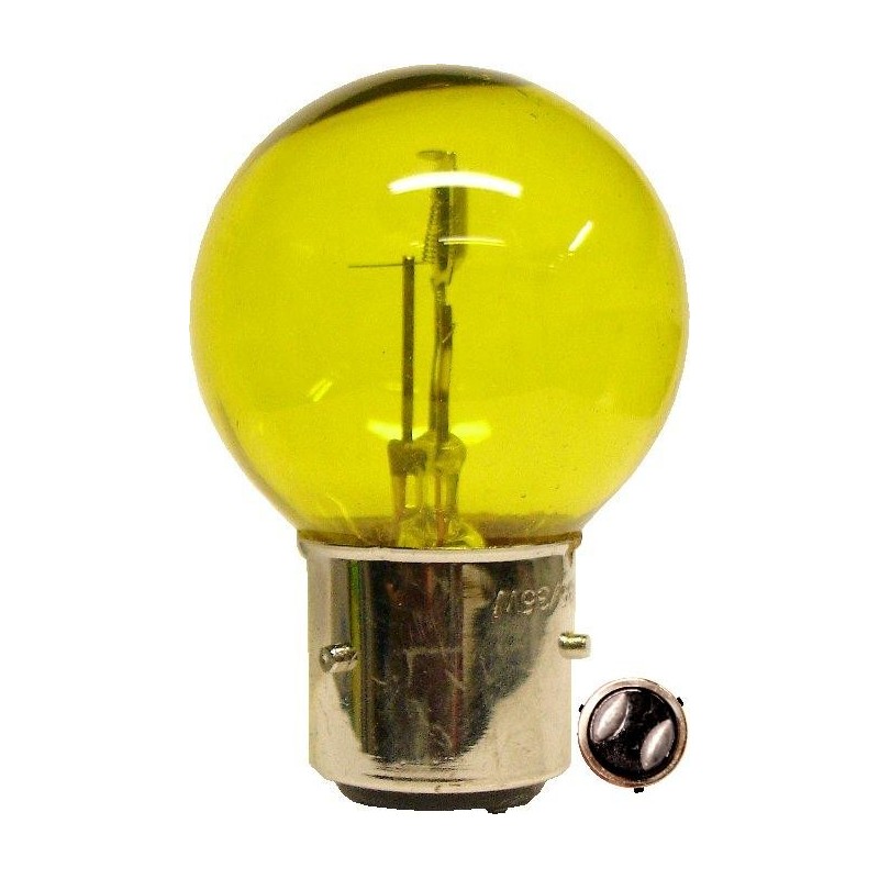 ampoule phare 12v baionnette à 3 picots pour anciennes 35/35w jaune