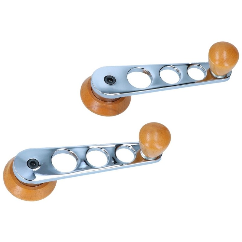 set de 2 manivelles de lève vitre chrome et bouton bois  (68...