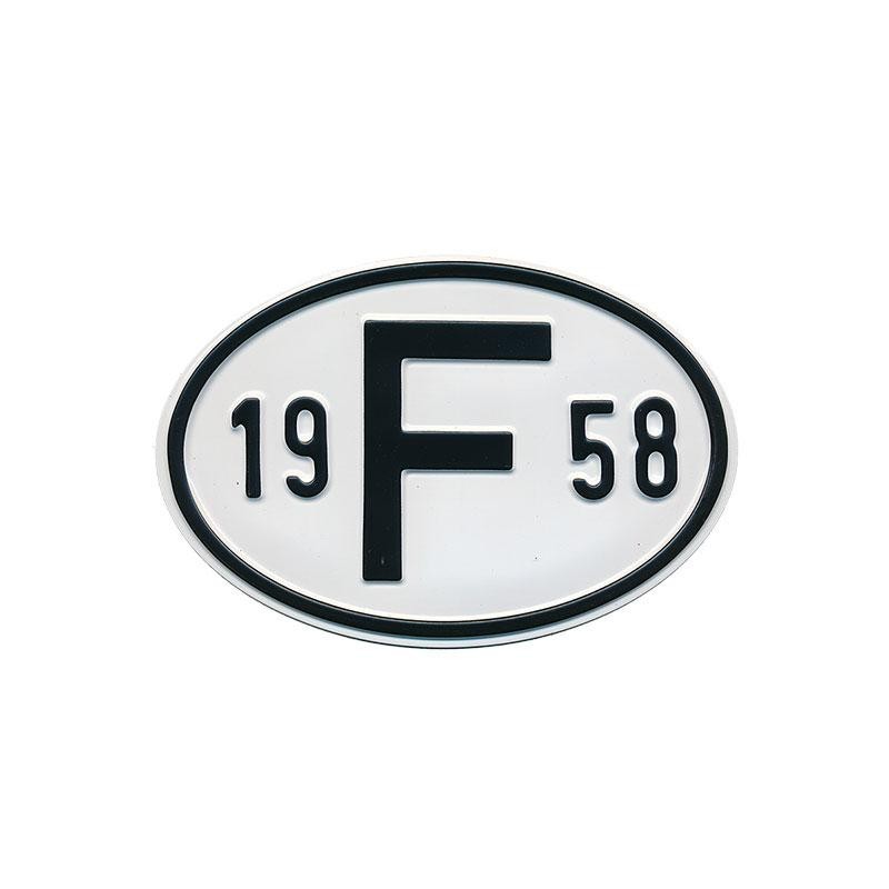 plaque 'F' millésime 1958