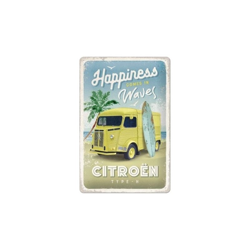 tôle peinte emboutie 20x30cm Citroen Type H - Happiness Comes In Waves