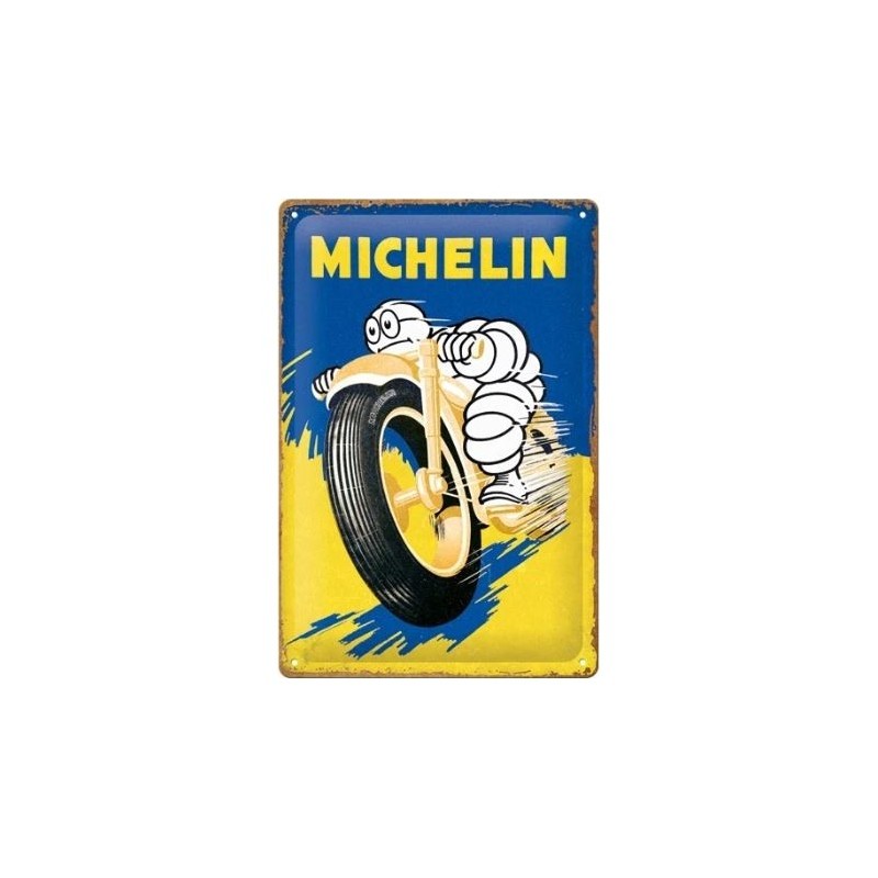 tôle peinte emboutie 20x30cm Michelin - Motorcycle Bibendum