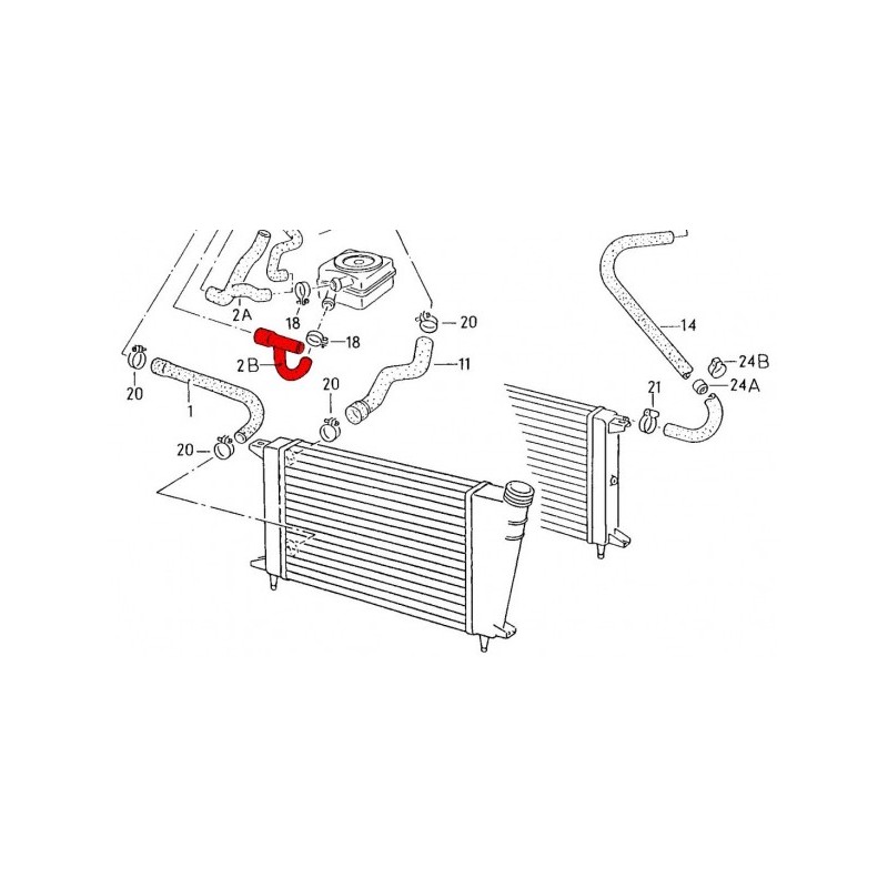 Durite d'eau entre la pompe à eau et l'échangeur eau/huile pour Golf 1