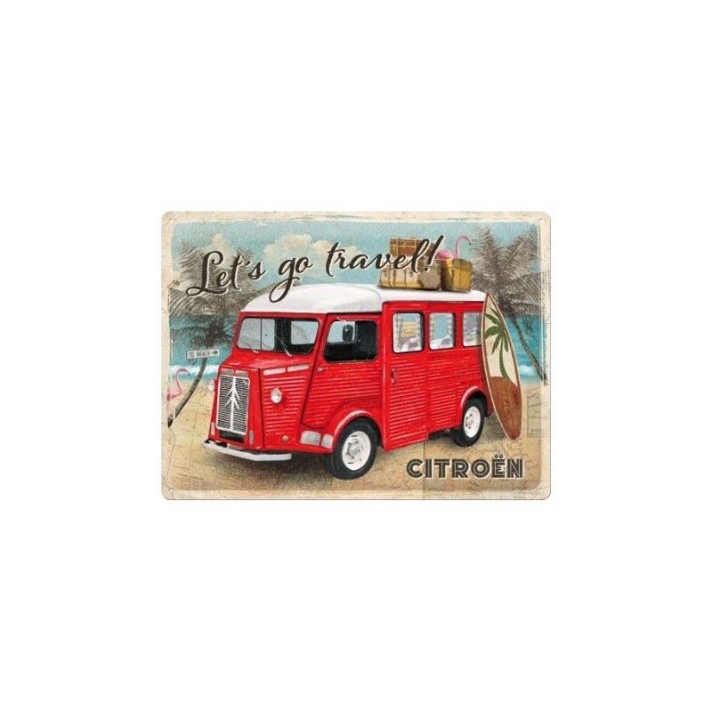 tôle peinte emboutie 30x40cm Citroen Type H - Let's go travel