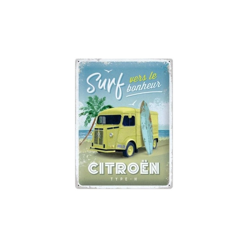 tôle peinte emboutie 30x40cm Citroen Type H - Surf vers le bonheur