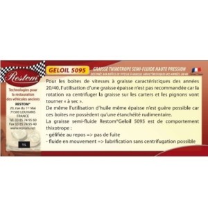 graisse thixotrope semi-fluide haute pression pour boite de vitesse à graisse RESTOM®Geloil 5095 (1 litre)
