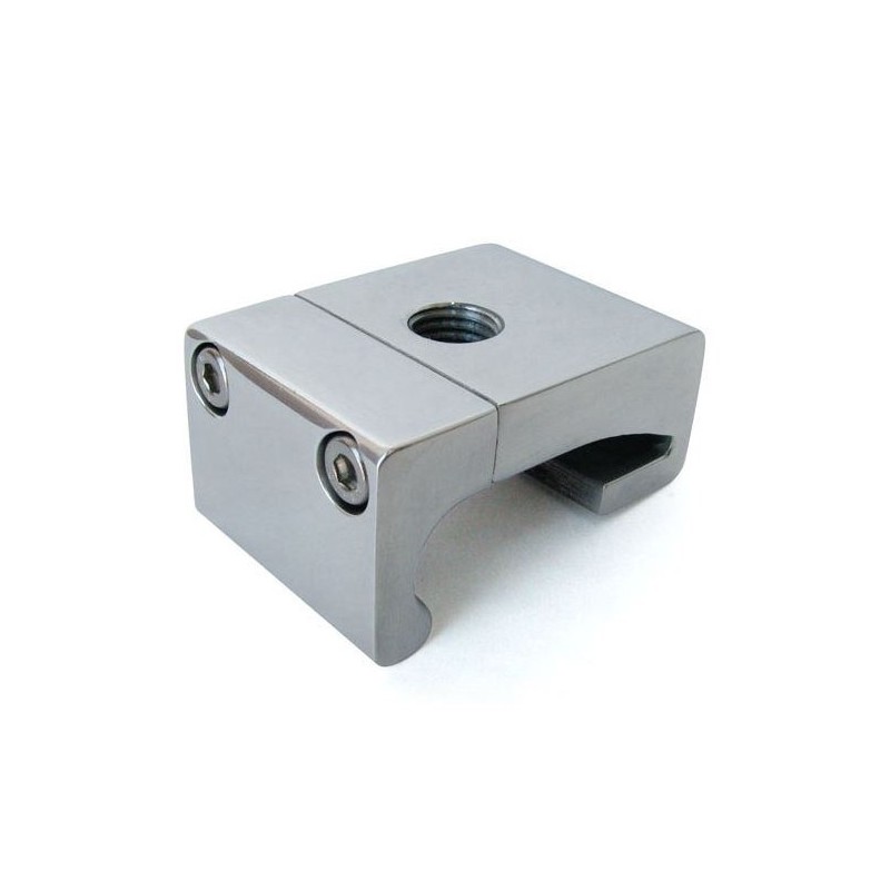 support de rétroviseur extérieur sur cadre de pare-brise en aluminium poli (filetage M10x1,25)