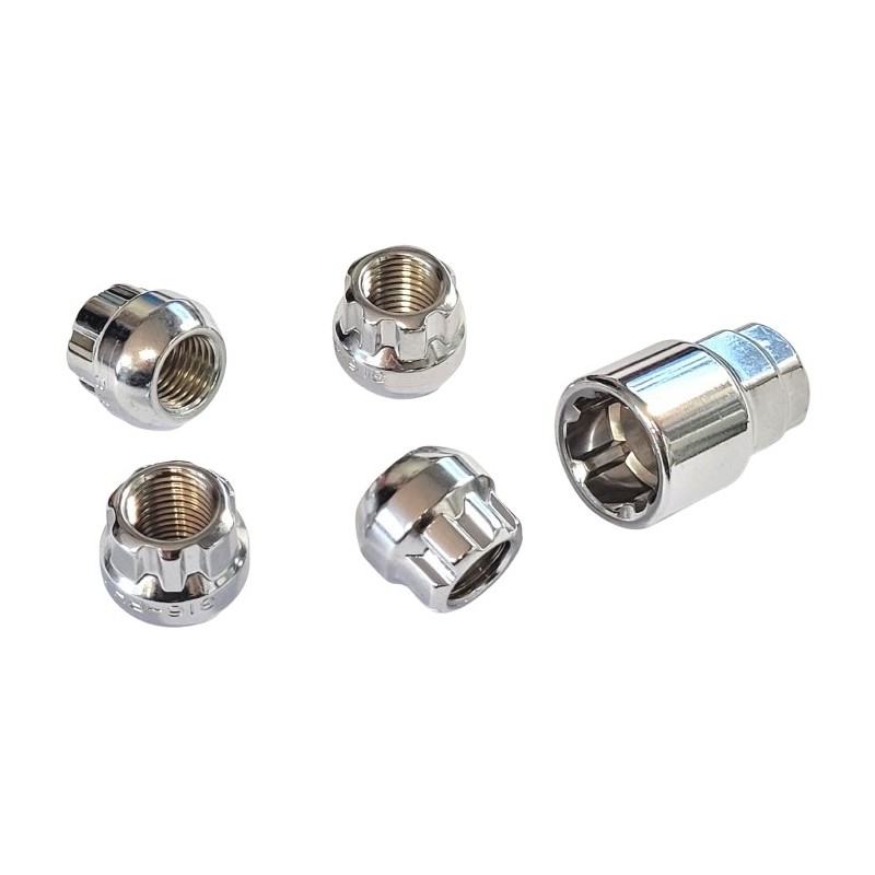 set de 4 écrous antivol à appuis bombé (14x1,5)