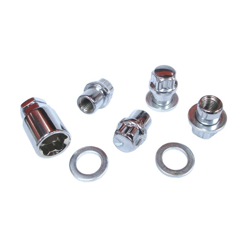 set de 4 écrous antivol à appuis plat (12x1,5)