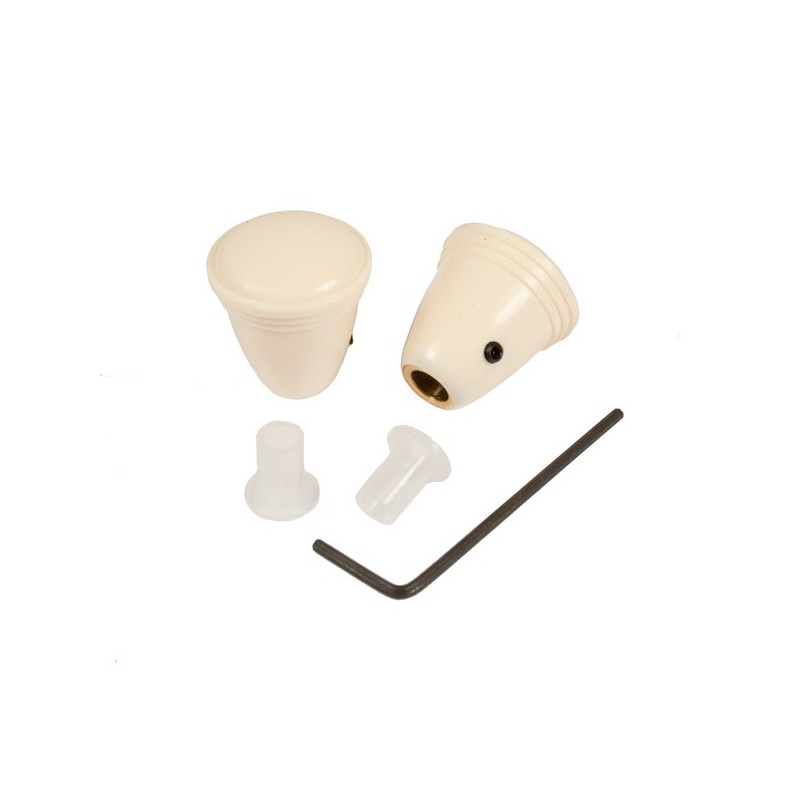 set de 2 boutons d'auto-radio en bakélite ivoire T1 53-66, KG 56-66 et T3 61-67