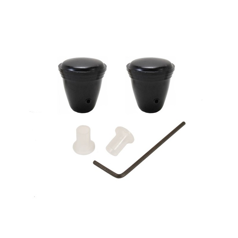 set de 2 boutons d'auto-radio en bakélite noire T1 53-66, KG 56-66 et T3 61-67
