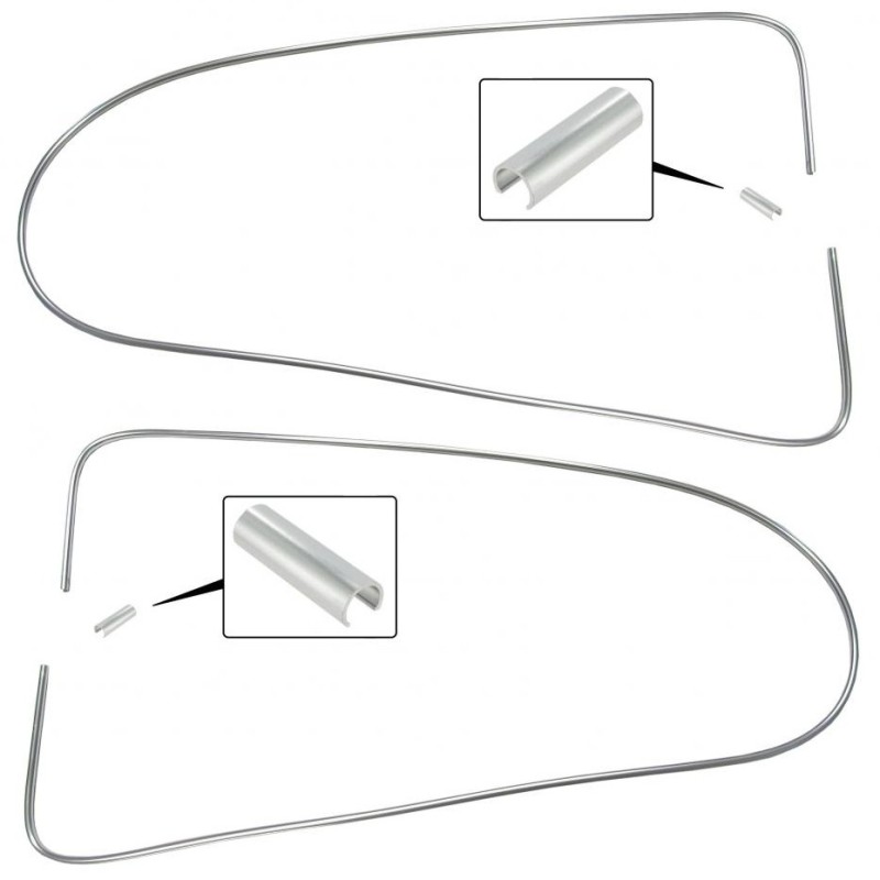 set de 2 joncs chromés métalliques de vitres latérales pour Coccinelle 10/52-7/64