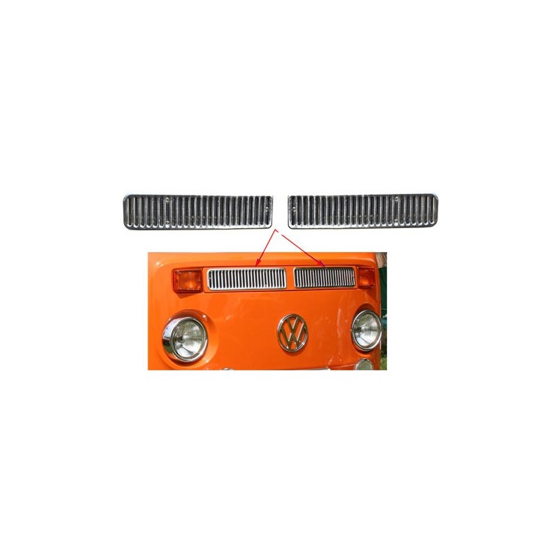 set de 2 couvres grille de ventilation avant chromée T2 8/72-7/79