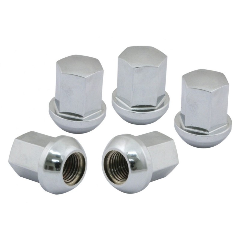 set de 5 écrous de roue aluminium style PORSCHE à appuis bombé (14x1,5) finition chromé