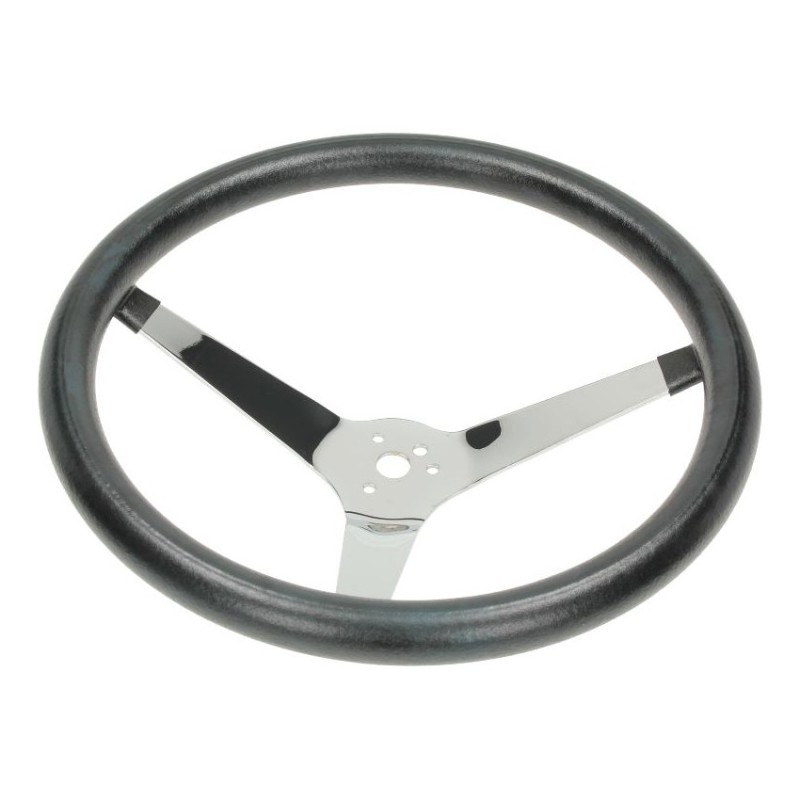 volant EMPI 3 branches chromées et tour cuir diamètre 14 3/4'