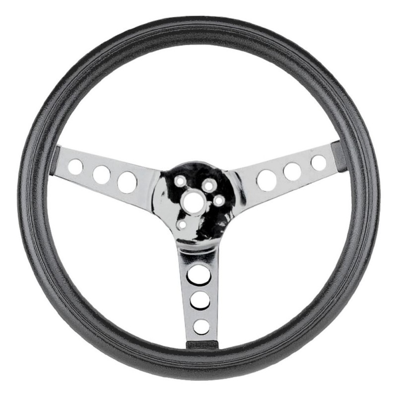 volant EMPI 3 branches chromées et tour cuir diamètre 13 1/2'