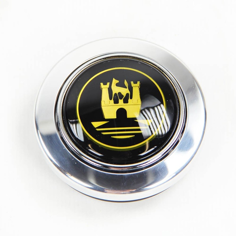 bouton de klaxon en aluminium pleine masse avec logo Wolfsburg Doré pour volant réf 07040