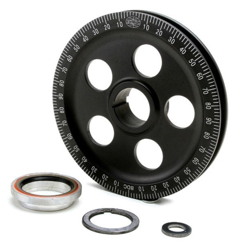 poulie alu de vilebrequin anodisé noir avec logo EMPI avec s...