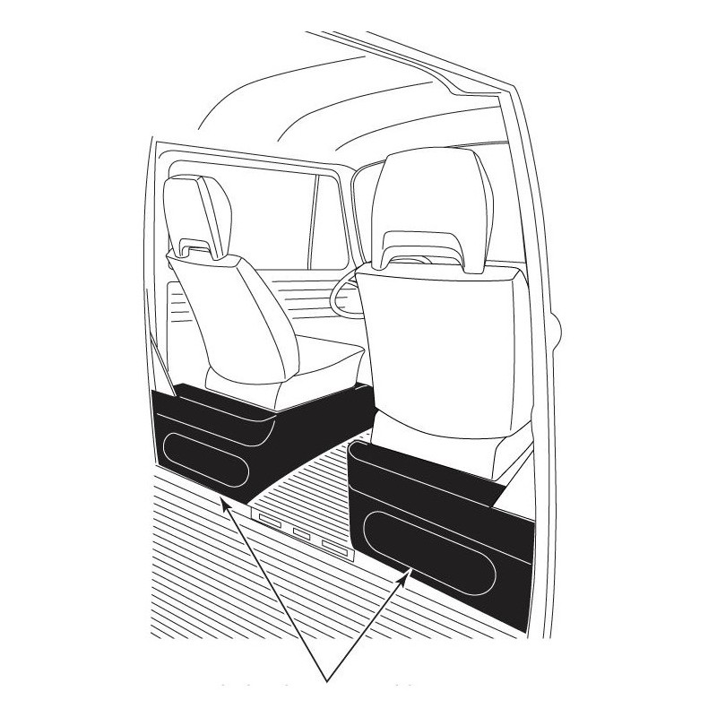 kit (2) tapis caoutchouc enveloppant la surélévation des sièges avant g et d  77-79