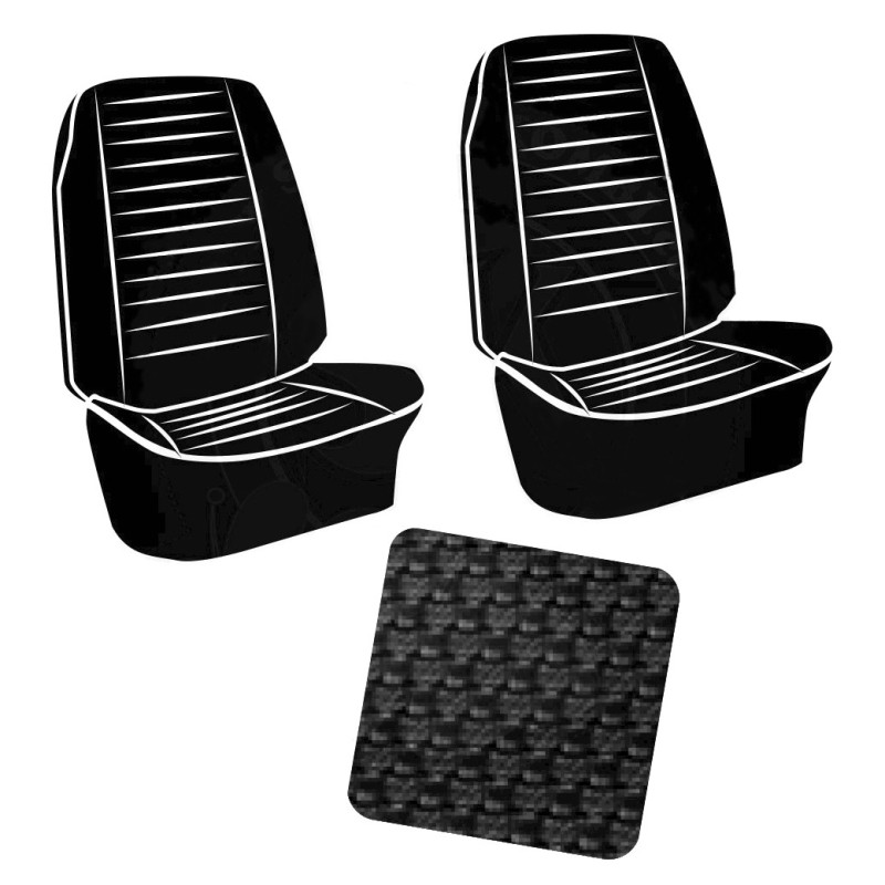 housses de sièges avant séparés avec appuis-têtes pour T2 Camper 74-76 et T2 77-79 en Basketweave Noir ( dieze 01)