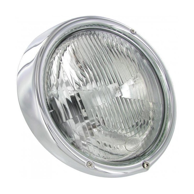 phare avant HELLA avec cerclage chromé 3 vis pour ampoule à ...