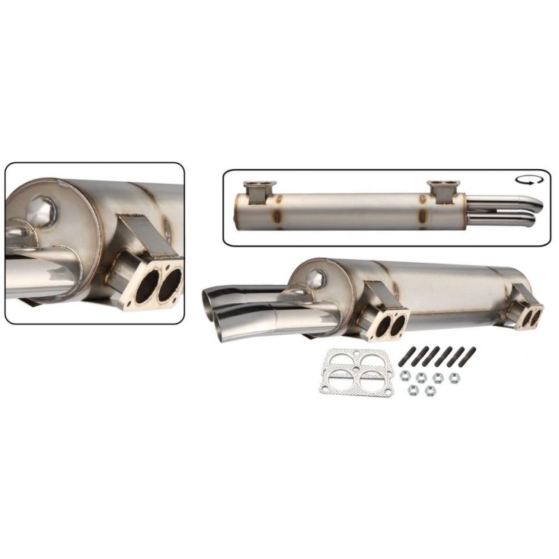 échappement Vintage Speed HIGH PERFORMANCE MUFLER pour T2 73-79 avec moteur T4 jusque 2400cc