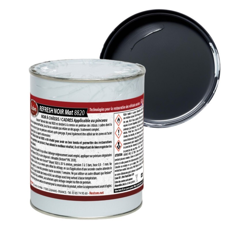 noir à chassis/cadres, au pinceau sans trace RESTOM®Refresh Noir Mat 8820 (500ml)