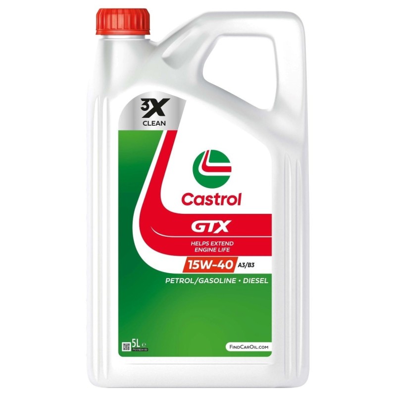 huile moteur minérale CASTROL GTX 15W40 A3/B3 Essence et Diesel en bidon de 5L