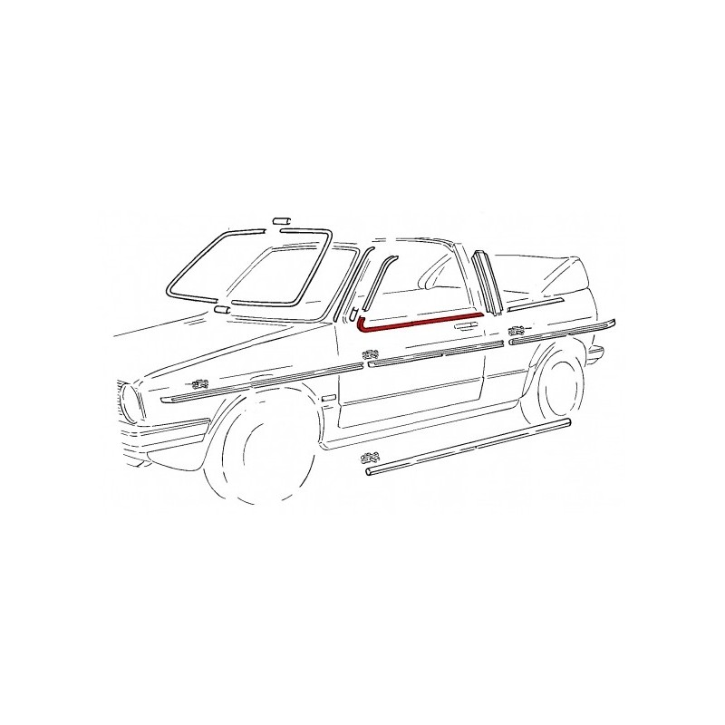 moulure noire en bas de vitre de porte avant gauche pour Golf 1 Cabriolet