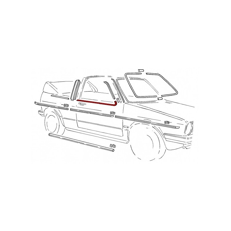 moulure noire en bas de vitre de porte avant droite pour Golf 1 Cabriolet