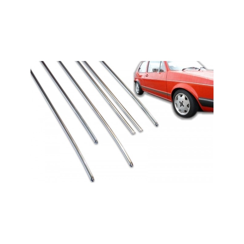 set de 6 baguettes aluminium sur tour de caisse pour Golf 1  3 portes et Cabriolet