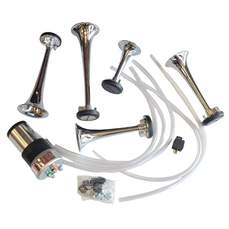 klaxon musical 12 Volts 5 trompes métal "LA CUCARACHA"