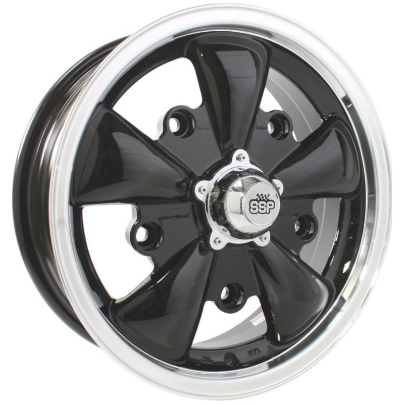 jante GT 5 branches noire et polie  5,5x15"  5 x 205  (ET 20)  SSP