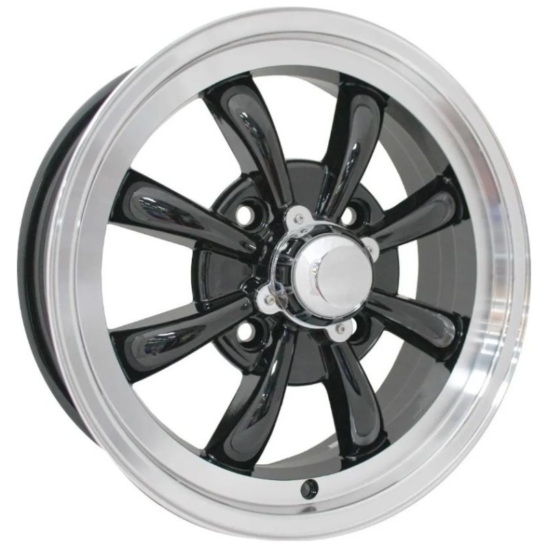 jante GT 8 branches noire et polie  5,5x15"  4 x 130  (ET 30)  SSP