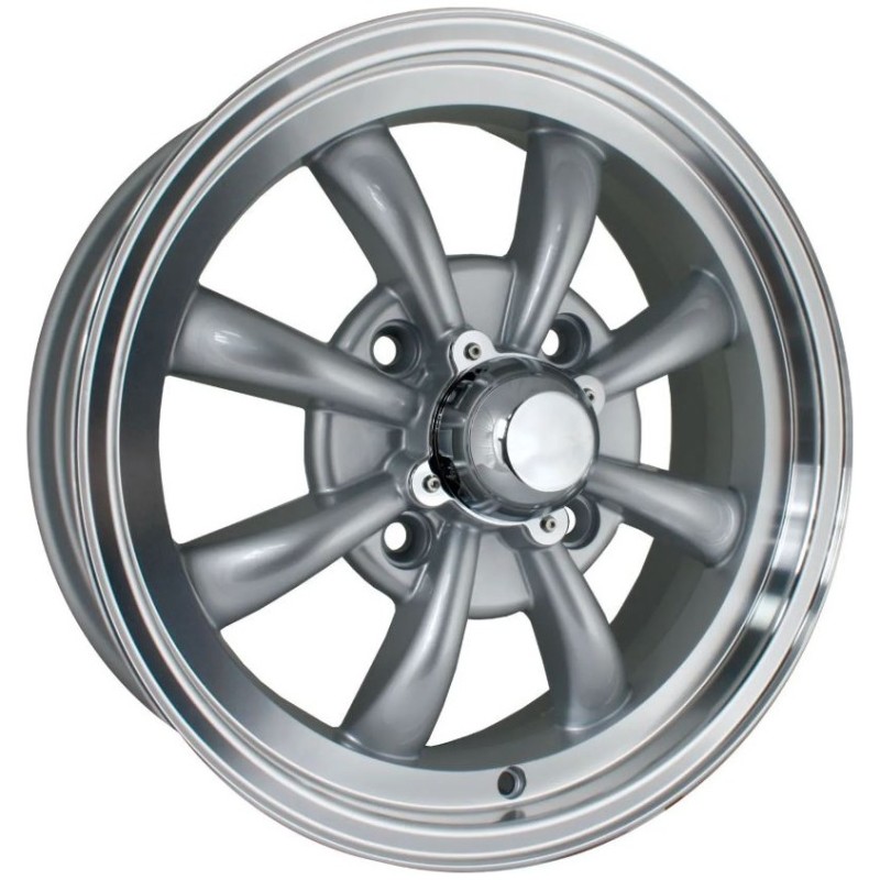 jante GT 8 branches grise et polie  5,5x15"  4 x 130  (ET 30)  SSP